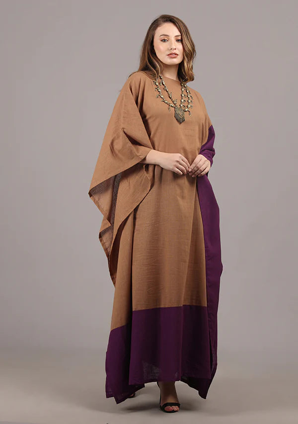 Flowy Brown Mauve Cotton Kaftan