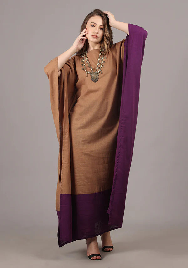 Flowy Brown Mauve Cotton Kaftan