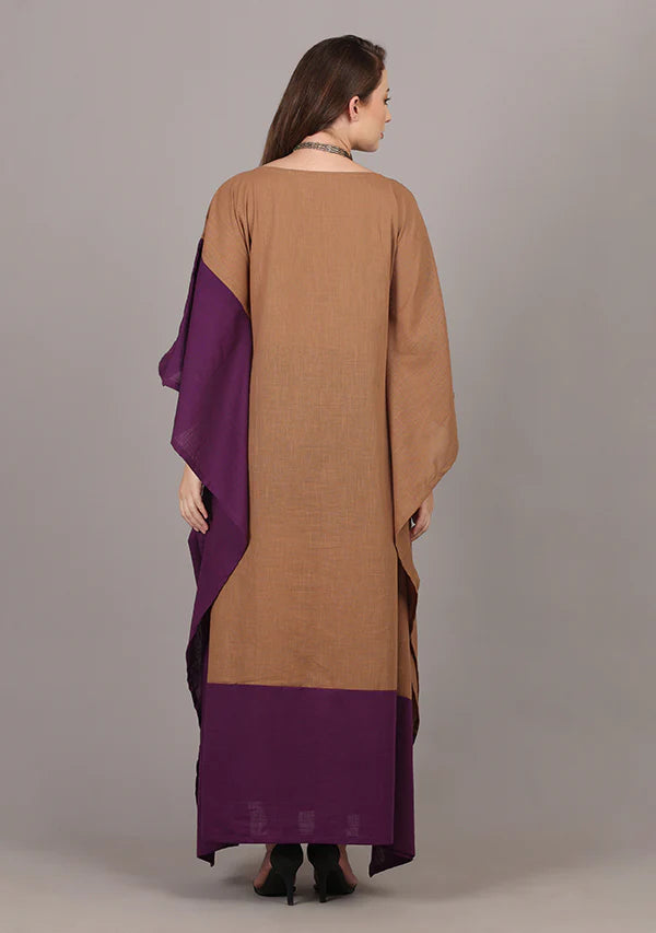 Flowy Brown Mauve Cotton Kaftan