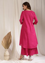 Fuchsia Asymmetric Cotton Kurta Paired with Pants