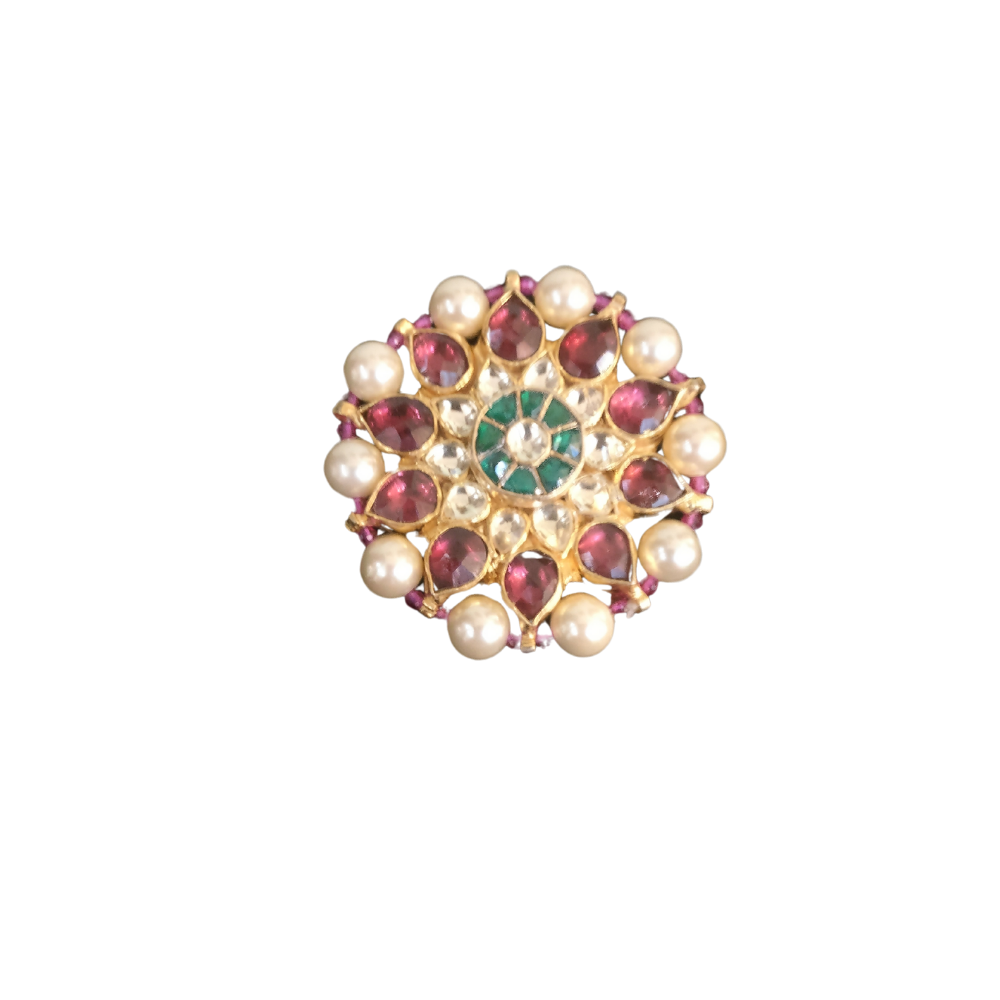 Multicolor Kundan Ring with Semi Precious Stones