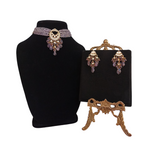 Purple Kundan Necklace Set with Amethyst