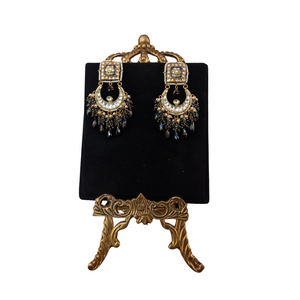 Blue Meenakari Earring with Onyx