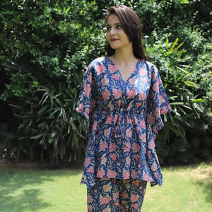 Feels Like Home Hand Block Printed Cotton Kaftan Jammies