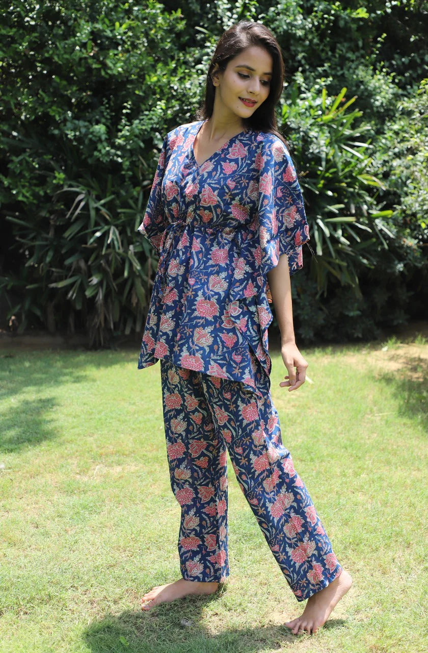 Feels Like Home Hand Block Printed Cotton Kaftan Jammies