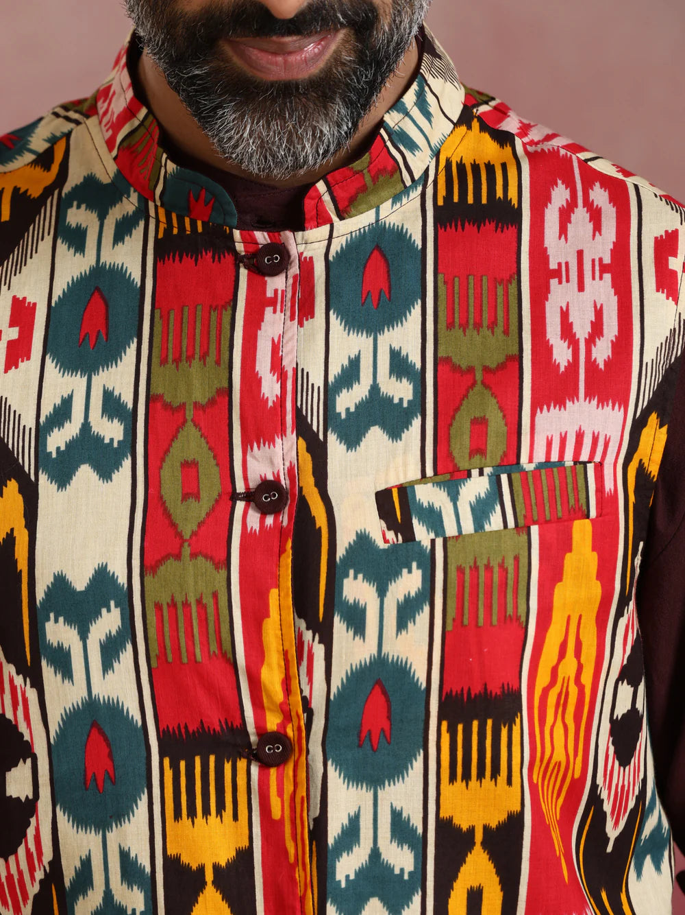 Men's Cola Ikat Reversible Nehru Jacket