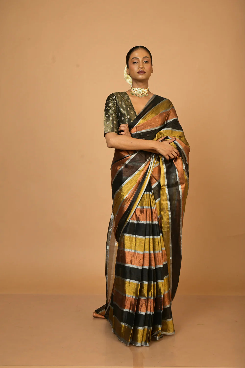 Suprabha I Multicoloured Handloom Tissue Saree