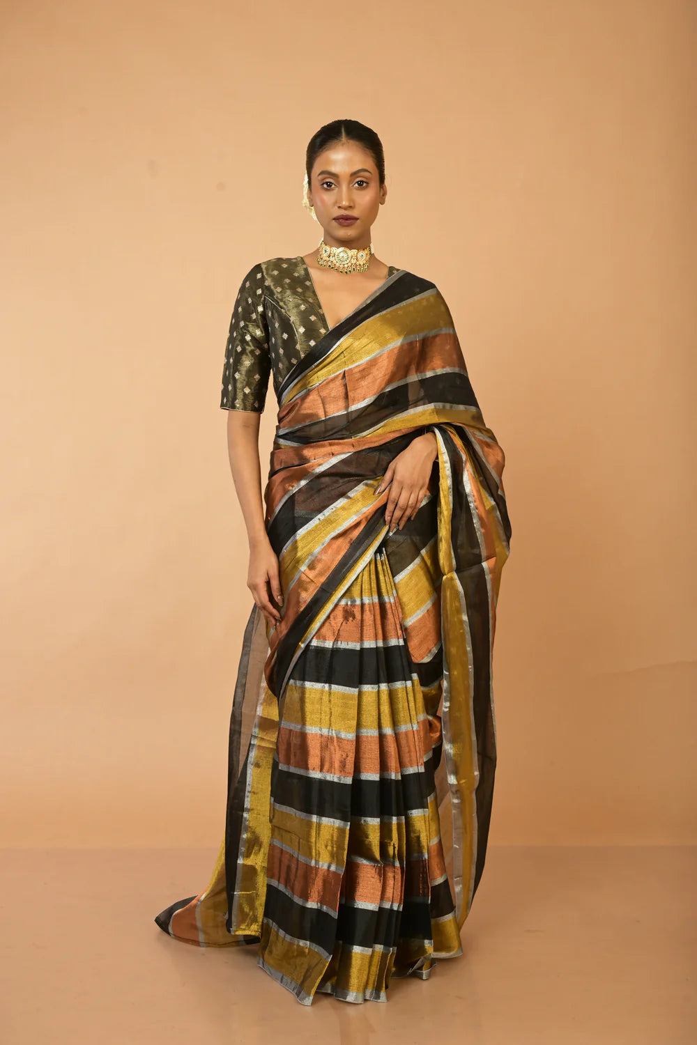 Suprabha I Multicoloured Handloom Tissue Saree