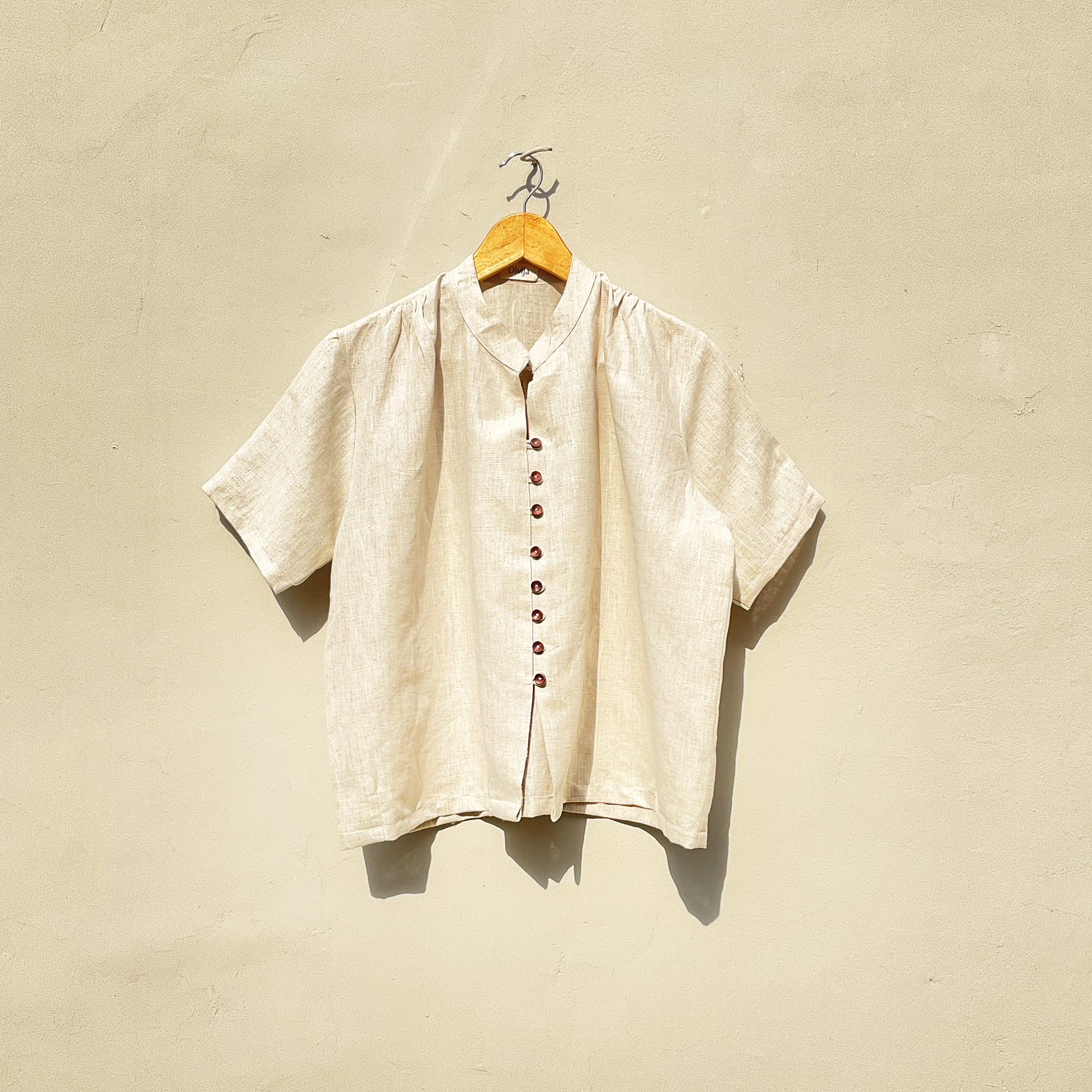 Natural Linen Cropped Shirt