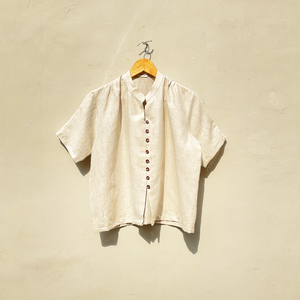 Natural Linen Cropped Shirt