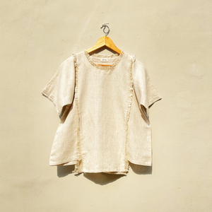 Natural Linen Frill Top