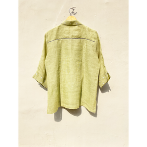 Green Linen Embroidered Shirt