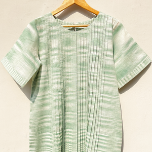 Green Khadi Pleated Dress