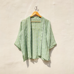 Green Linen Embroidered Shrug