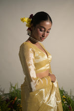 Marigold Rush I Neon Yellow Tissue Saree