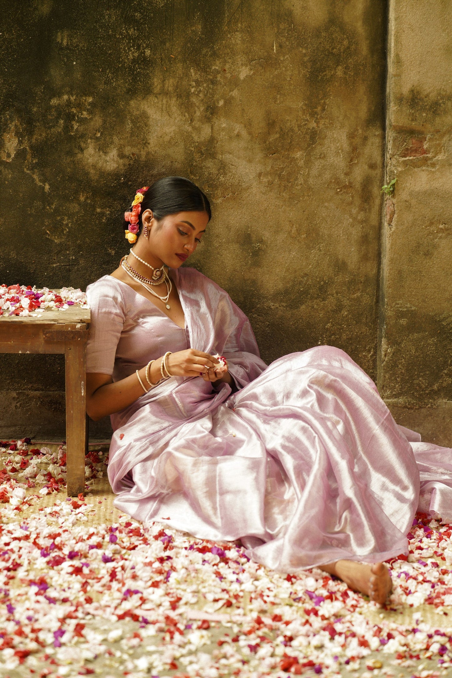 Blush Blush I Blush pink handloom tissue saree