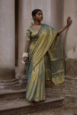 Pataka Seagreen Dual tone tissue saree