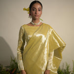 Buttercup Spice I Neon Olive Tissue Saree