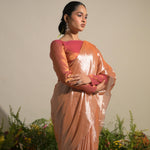 Gulmohar Mirage I Neon Orange Tissue Saree