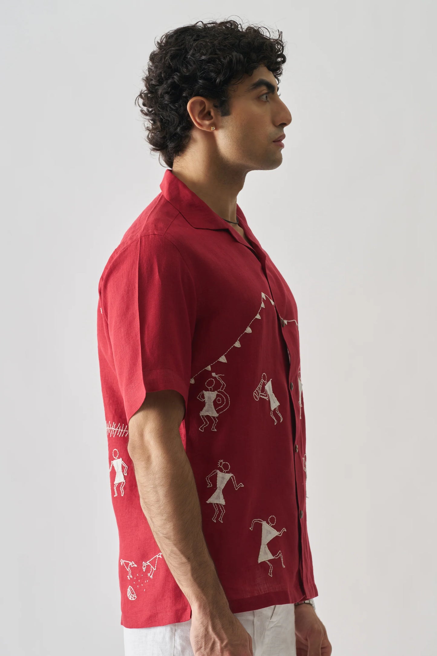 TRIBAL TALES - HAND EMBROIDERED UNISEX PURE LINEN SHIRT