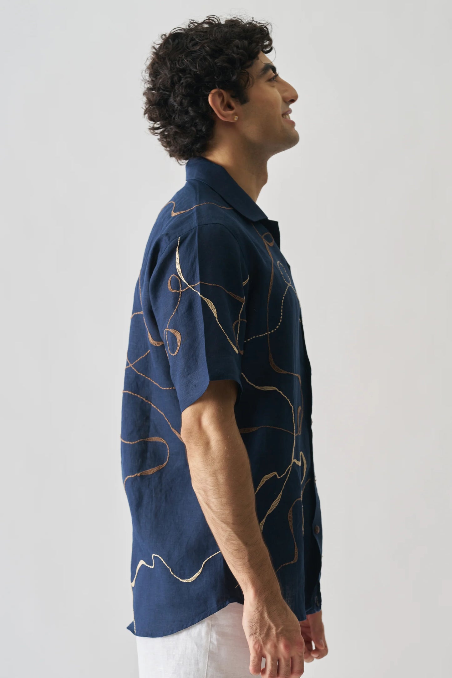 IMPERIAL ACCENT - HAND EMBROIDERED UNISEX PURE LINEN SHIRT