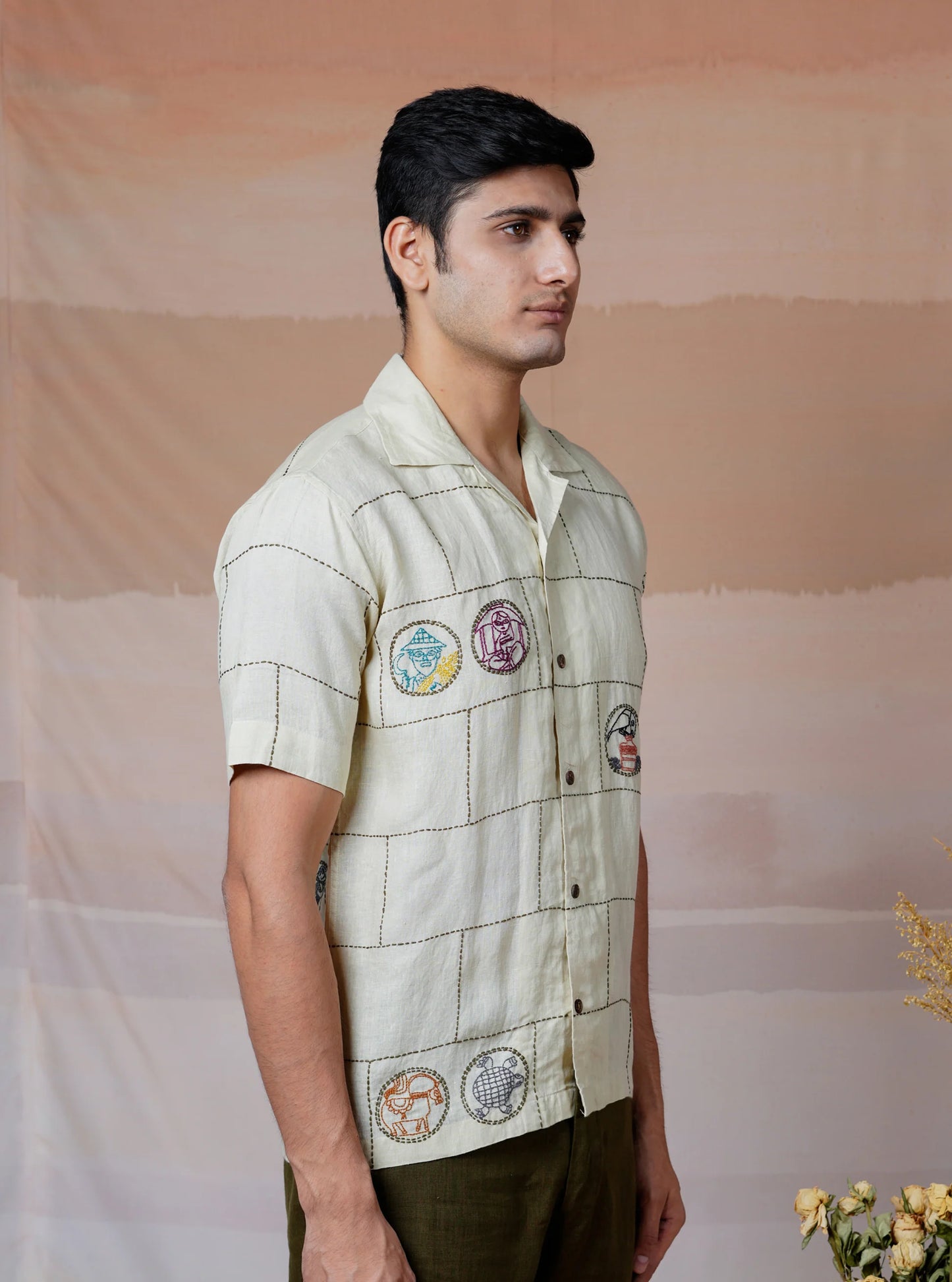 CULTURAL TALES - HAND EMBROIDERED UNISEX LINEN SHIRT