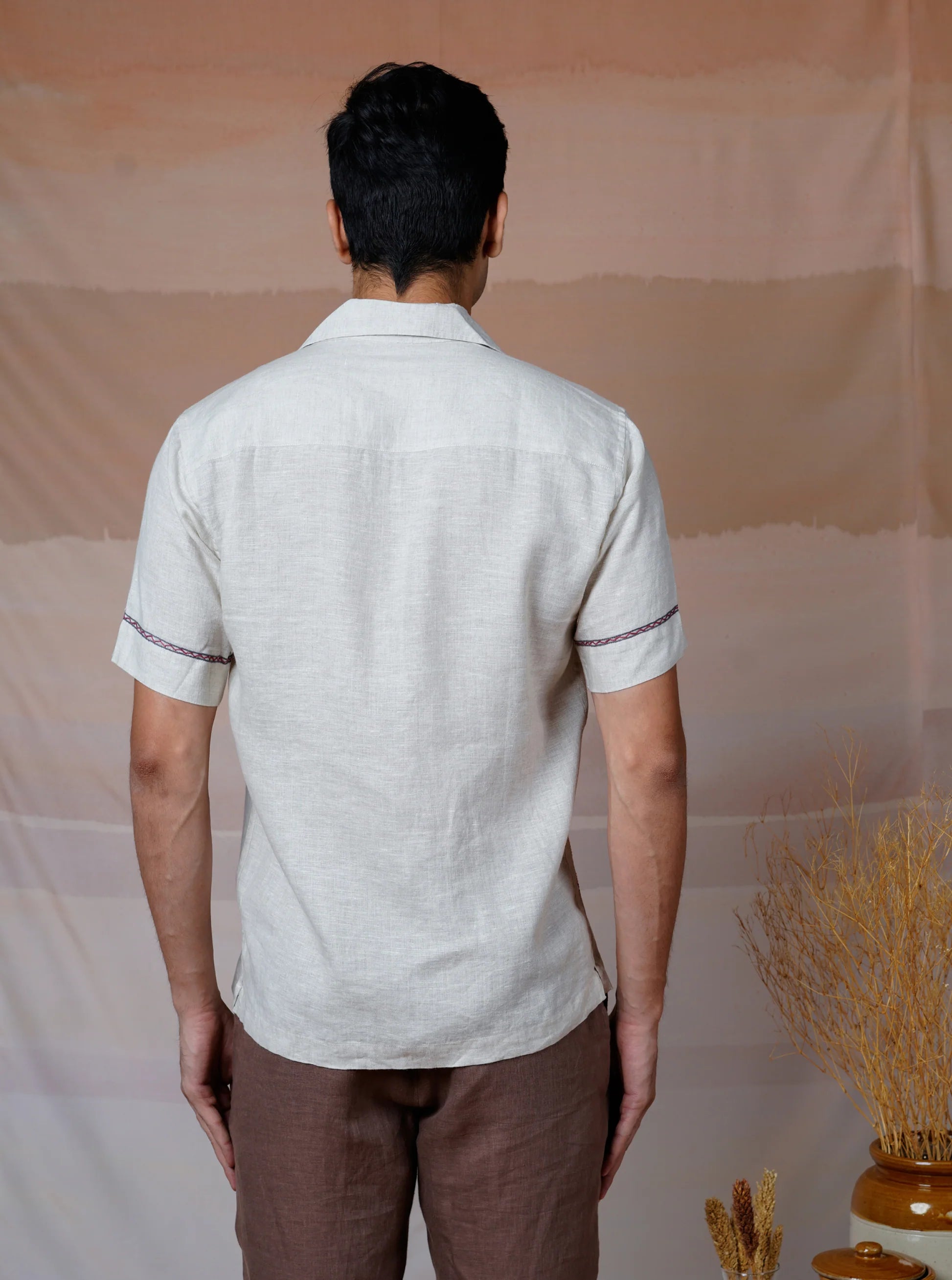 METRO MOMENTS - HAND EMBROIDERED UNISEX LINEN SHIRT