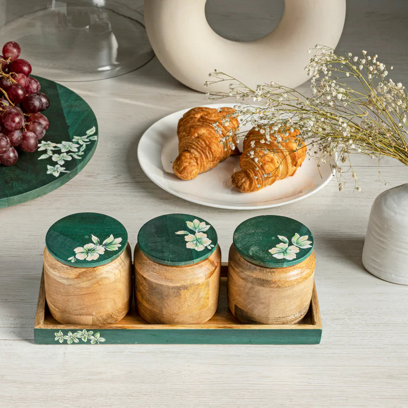 BRUNNERA TRAY WITH IRIS JARS