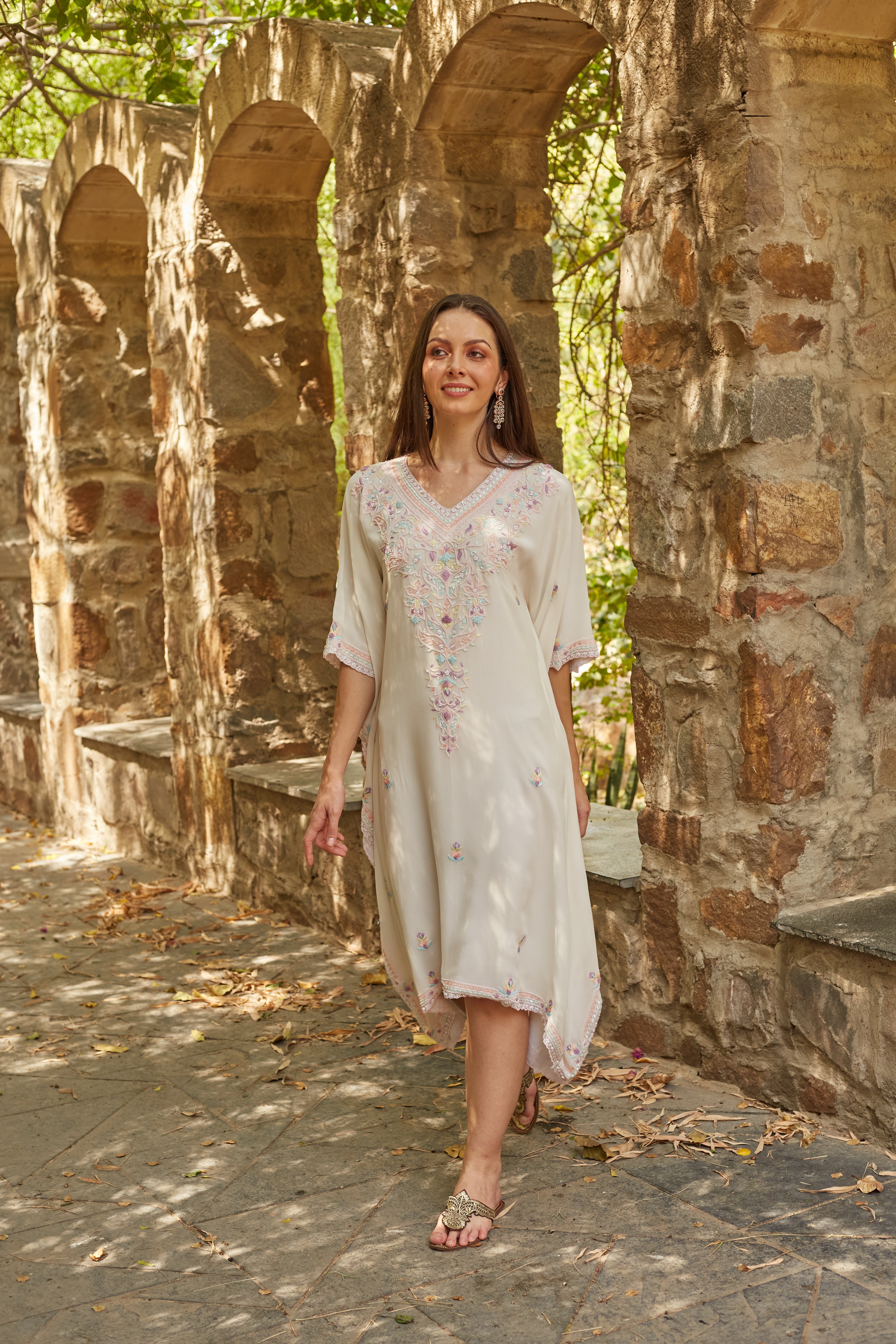 White Embroidered Kaftan