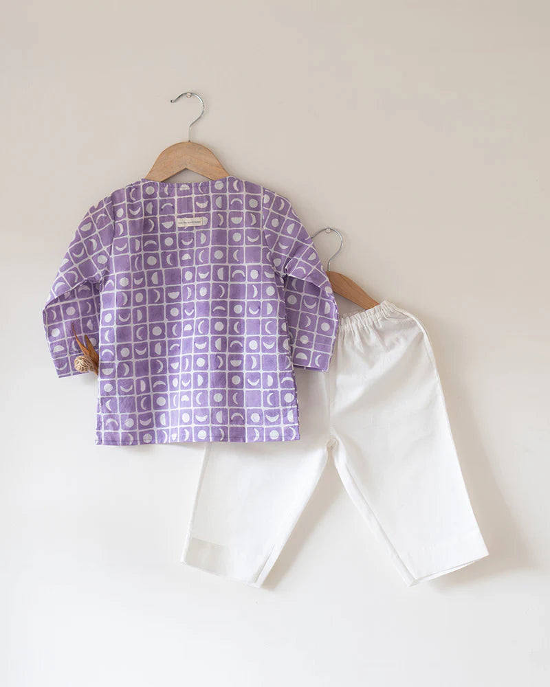 ‘I want to be like grandpa’ kurta pajama set in purple moon chase