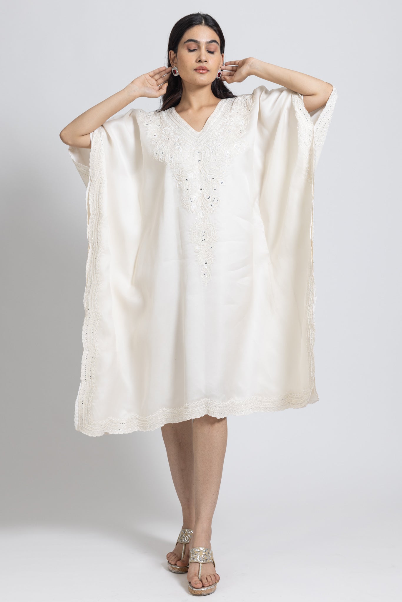 White Embroidered Kaftan