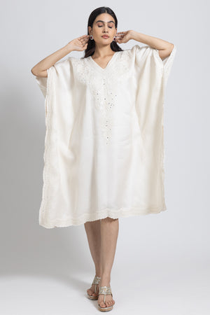 White Embroidered Kaftan