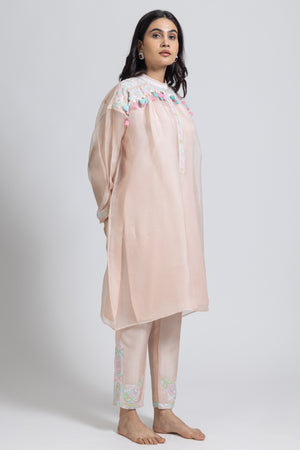 Peachy Pink Kurta with Pant Set