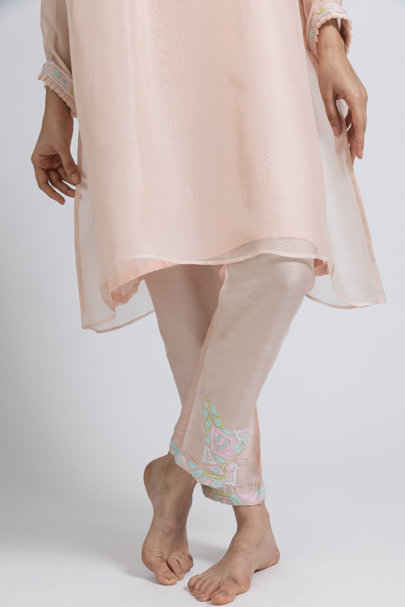 Peachy Pink Kurta with Pant Set