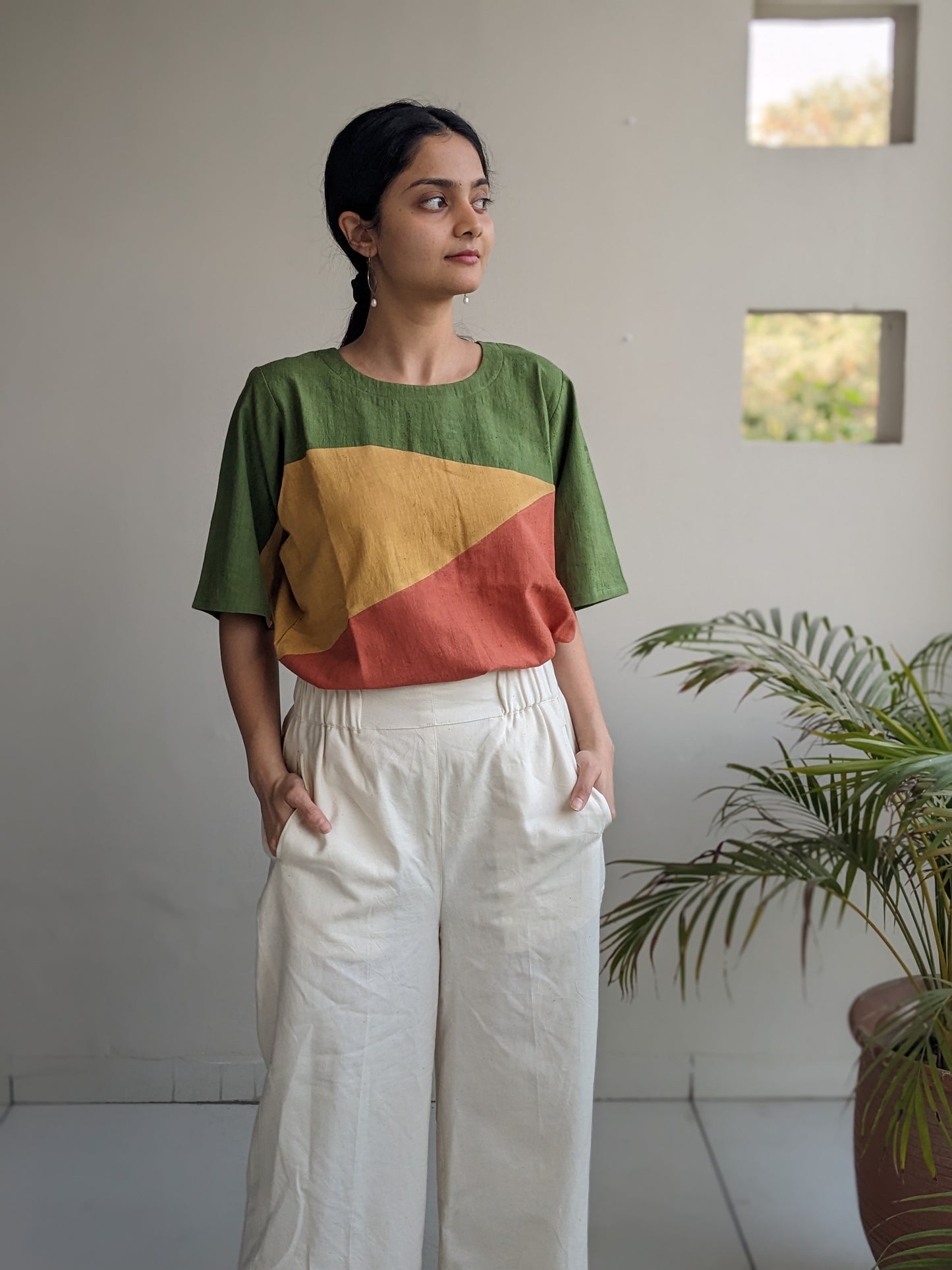 Malhar – Colour Block Nature Top | Naturally Dyed | Organic Cotton