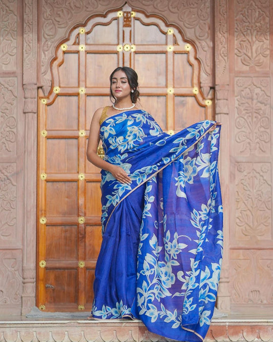 Neel Pushp Batik Saree