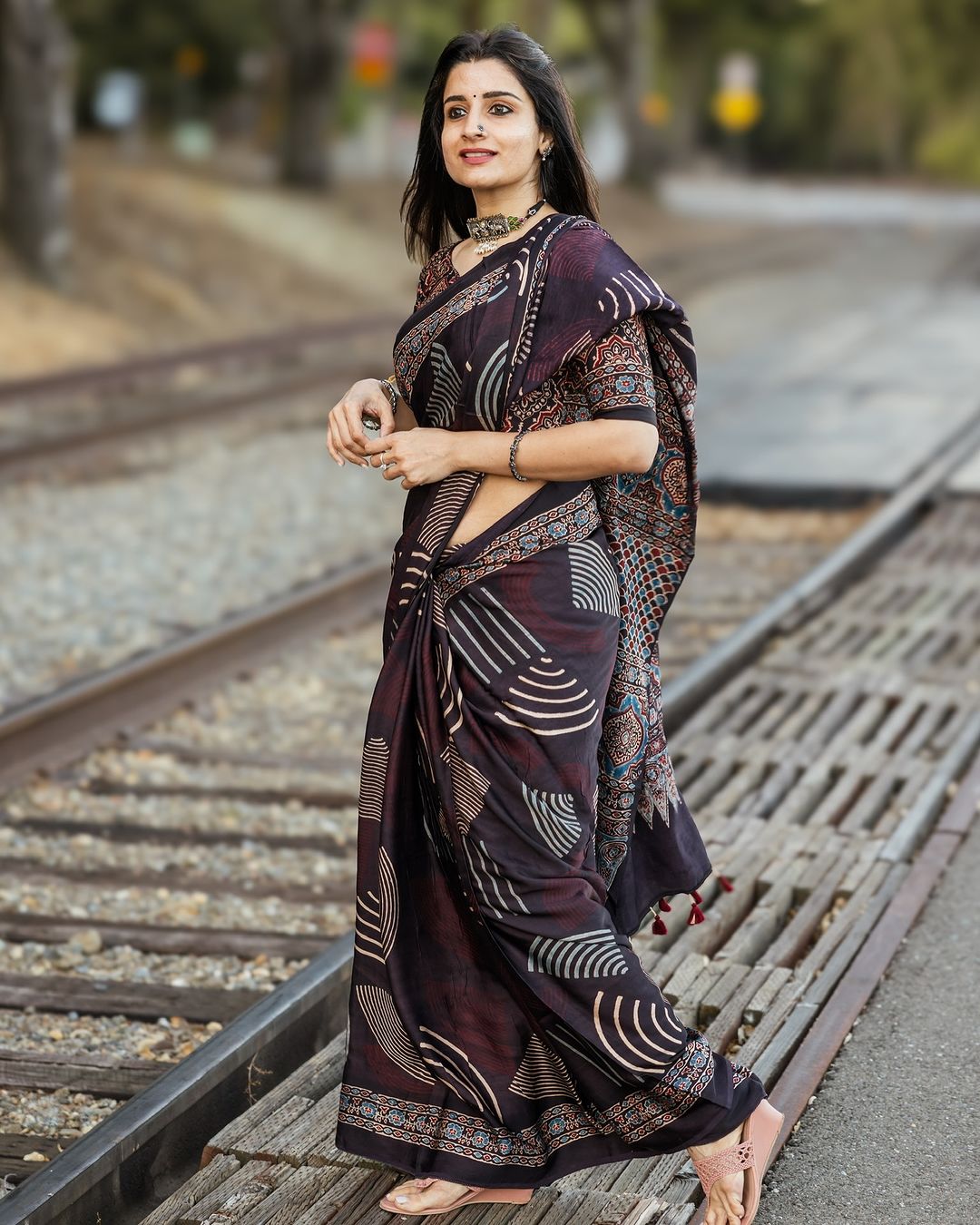 Veda Ajrakh Saree