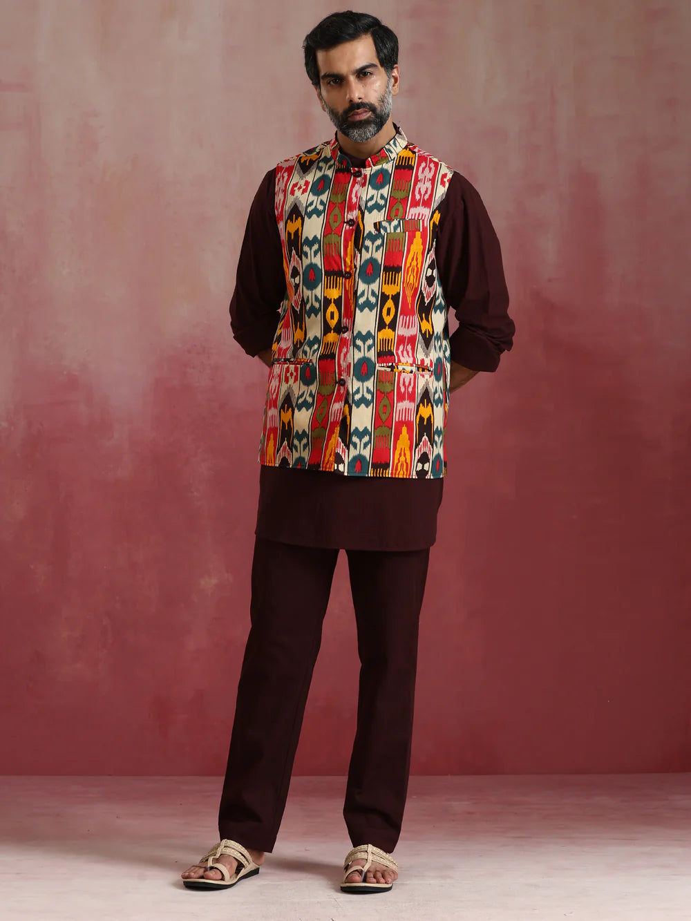 Men's Cola Ikat Reversible Nehru Jacket