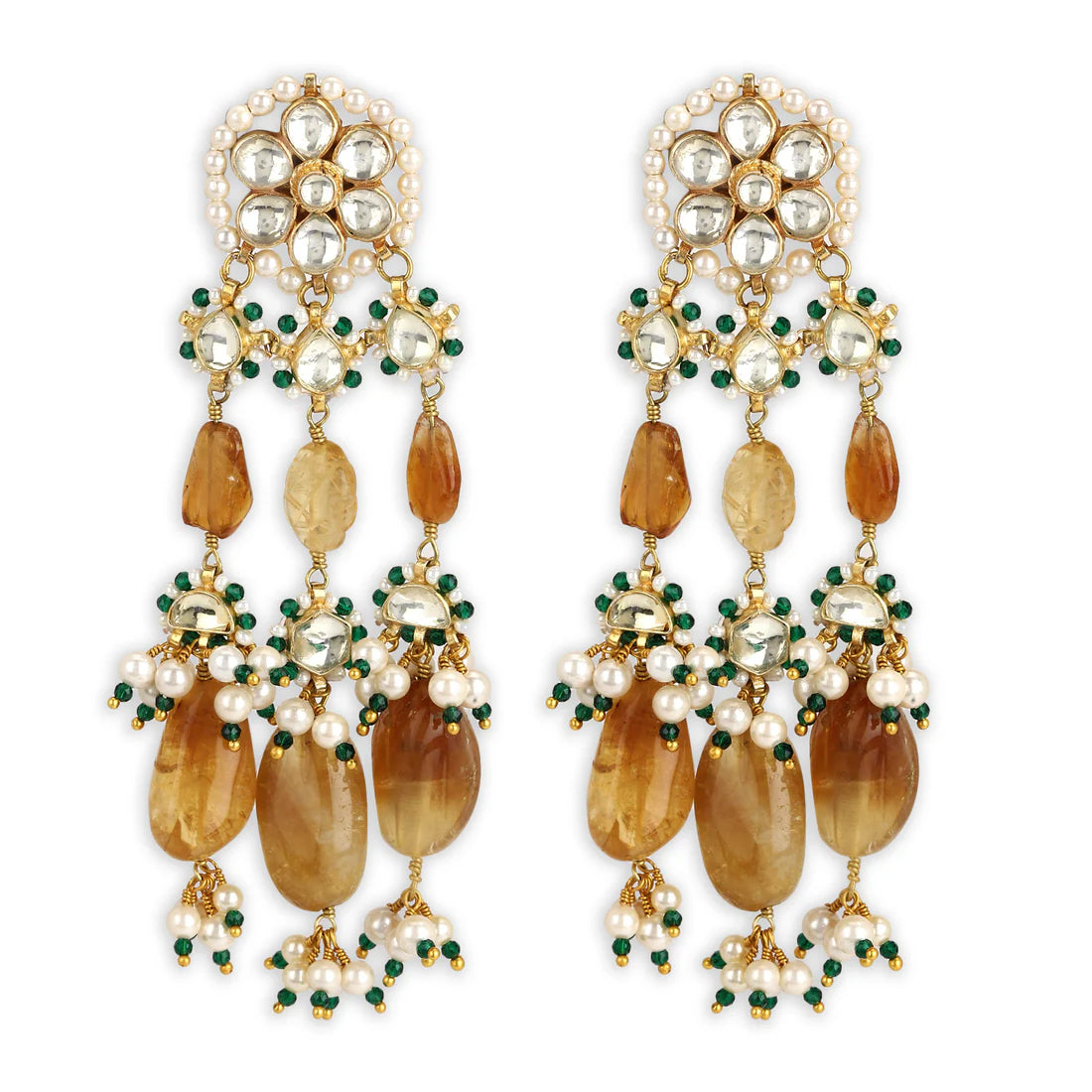 AMBER AHMEDABADI EARRINGS- GREEN