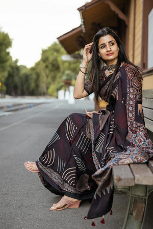 Veda Ajrakh Saree