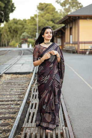 Veda Ajrakh Saree