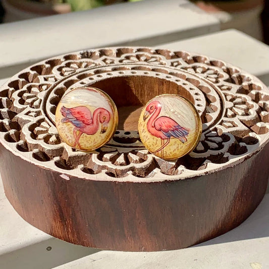 Flamingo handpainted cufflinks