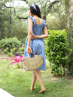 Blue Mughal Booti Tier Dress