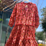 Red Floral Print Maxi Tier Dress