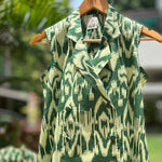 Pine Green Ikat Double Breasted Long Blazer - Shorts Set