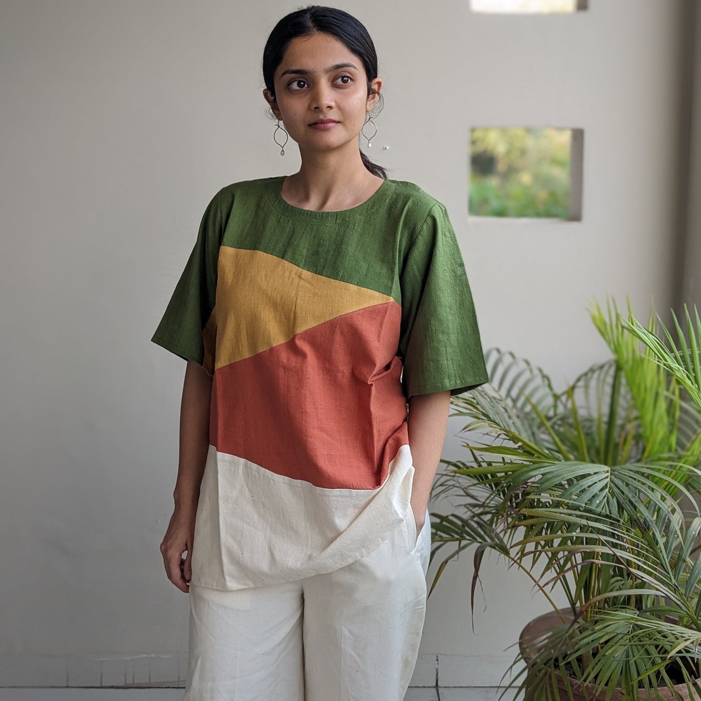 Malhar – Colour Block Nature Top | Naturally Dyed | Organic Cotton